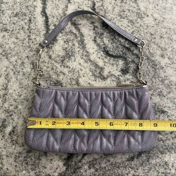 Express Purse Purple Quilted Zip Hand Bag Small Clutch Violet - Picture 2 of 8